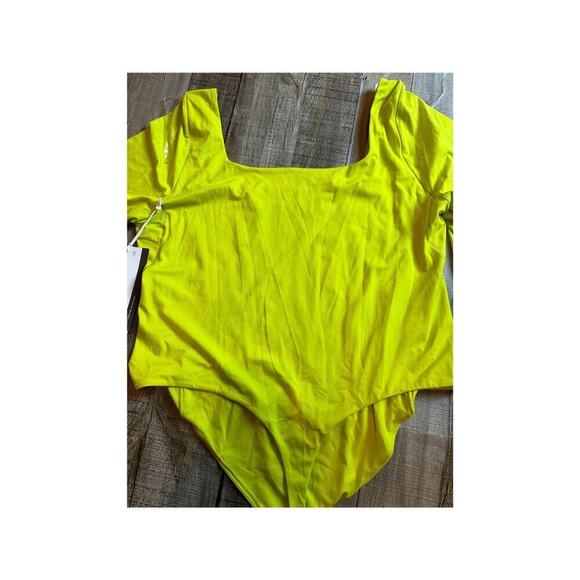 Wundermost Ultra-Soft Nulu Square-Neck Long-Sleeve Bodysuit | Lichen Lime - XS - Picture 10 of 13